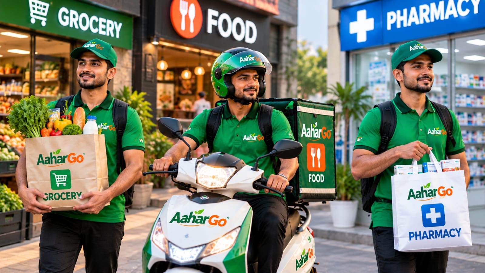 Delivery partner riding a motorcycle