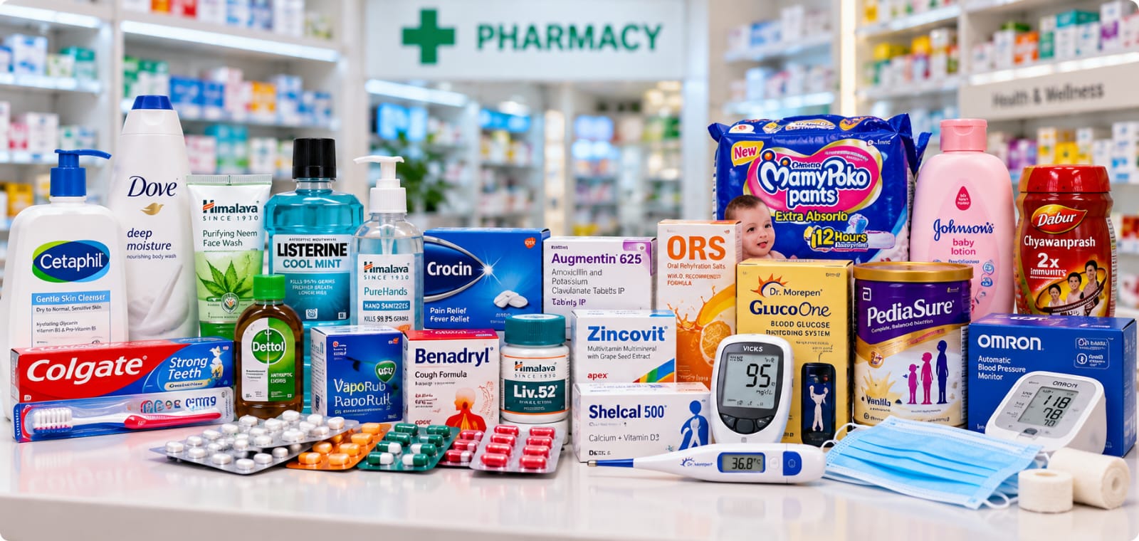 Pharmacy products and healthcare essentials